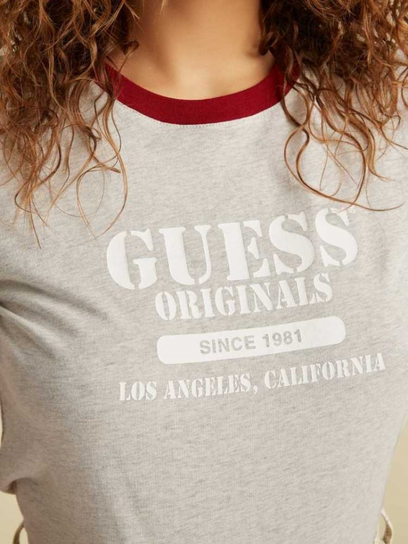 T Shirts Guess Originale Heather Ringer Femme Grise | 80953-WBVQ