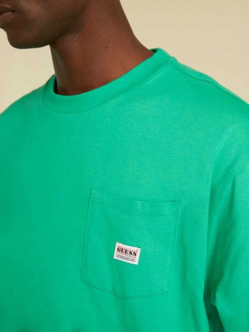 T Shirts Guess Originale Kit Pocket Homme Vert | 90637-OHMB