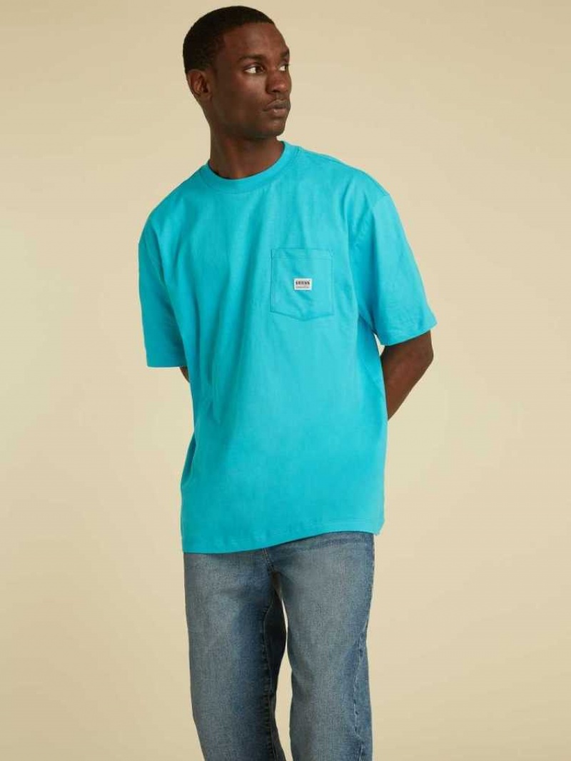 T Shirts Guess Originale Kit Pocket Homme Bleu | 61459-AGYX