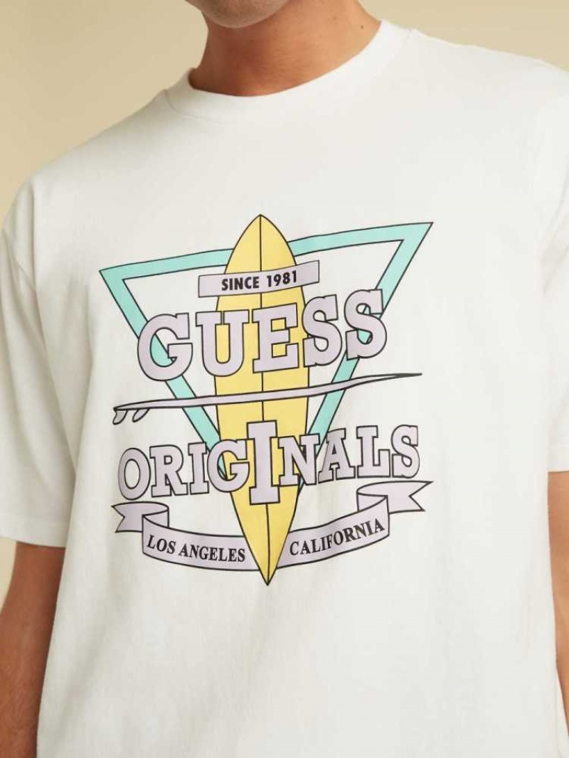 T Shirts Guess Originale Logo Homme Blanche | 18409-SLRH