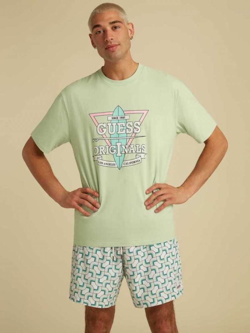 T Shirts Guess Originale Logo Homme Bleu Clair | 96853-BGVN