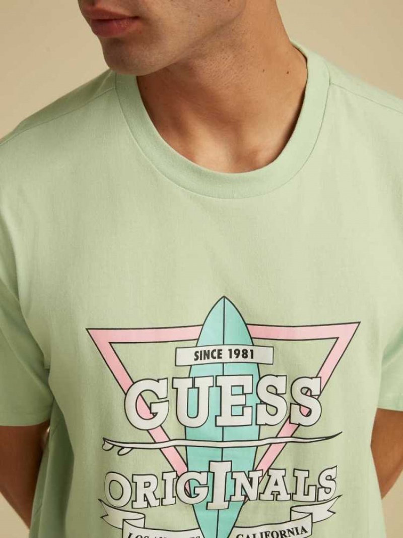 T Shirts Guess Originale Logo Homme Bleu Clair | 96853-BGVN