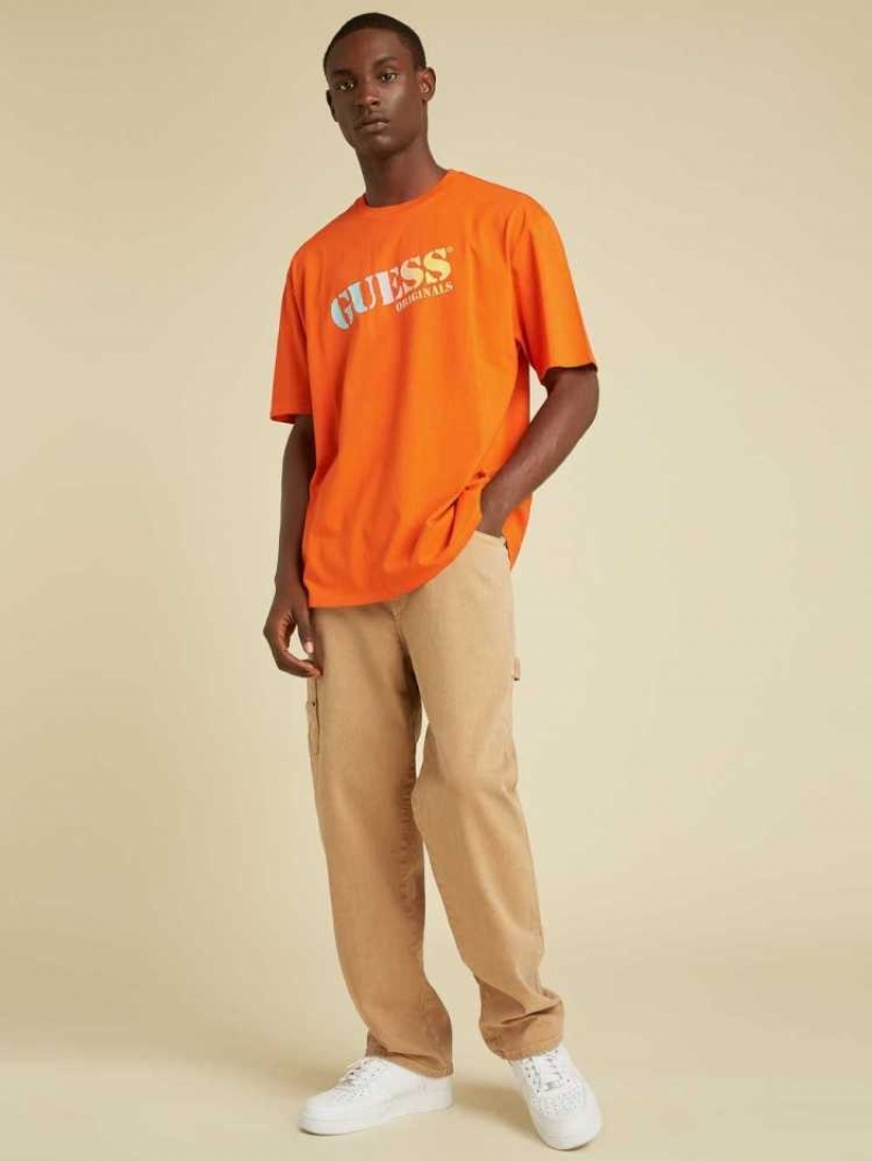 T Shirts Guess Originale Ombre Logo Homme Orange | 48509-FQBA