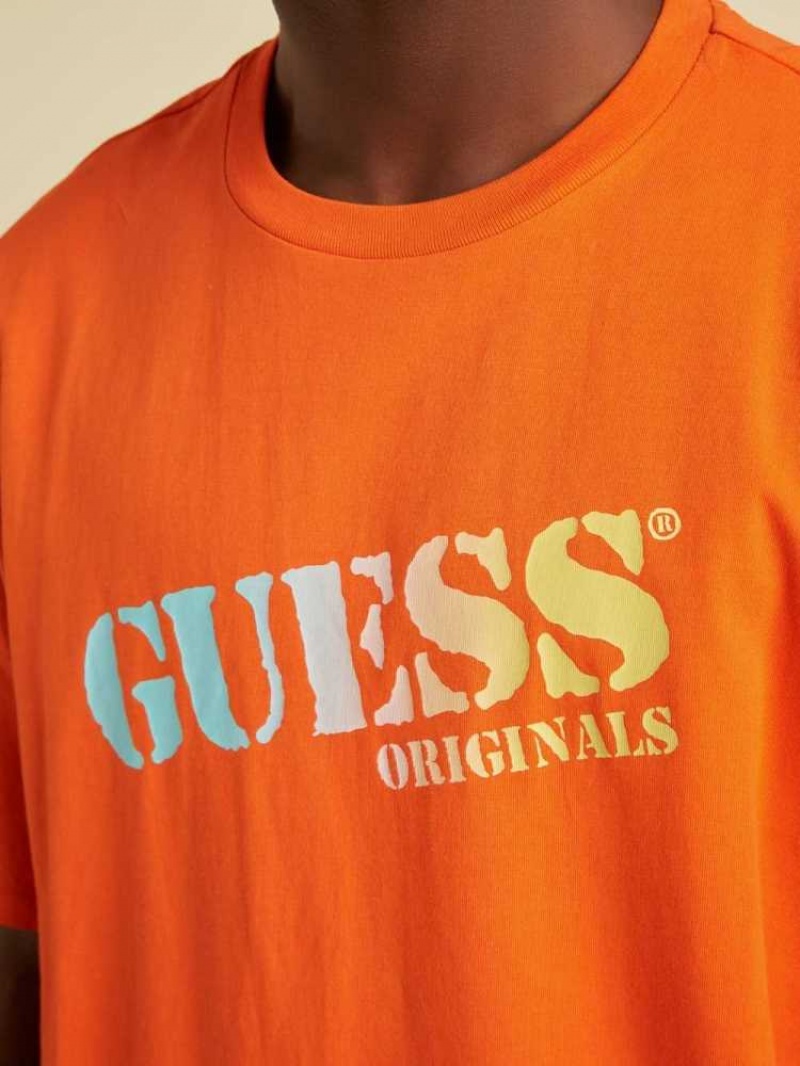 T Shirts Guess Originale Ombre Logo Homme Orange | 48509-FQBA