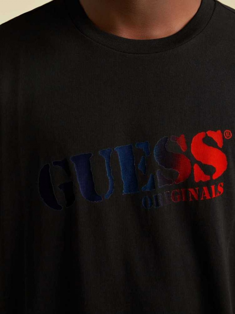 T Shirts Guess Originale Ombre Logo Homme Noir | 38960-NHCS