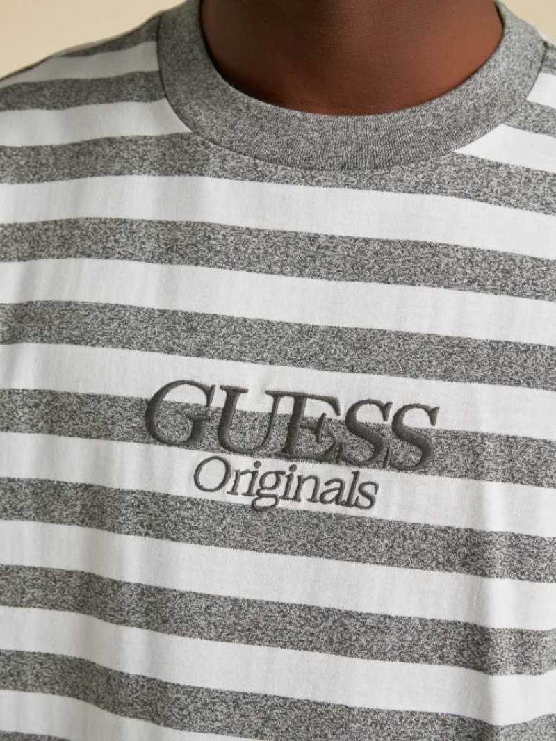 T Shirts Guess Originale Rayé Homme Grise Foncé | 27308-VOTL