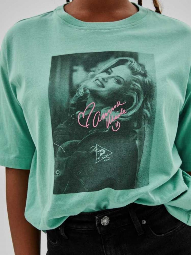 T Shirts Guess Originale x Anna Nicole Smith Femme Vert Bleu | 91672-GYIX