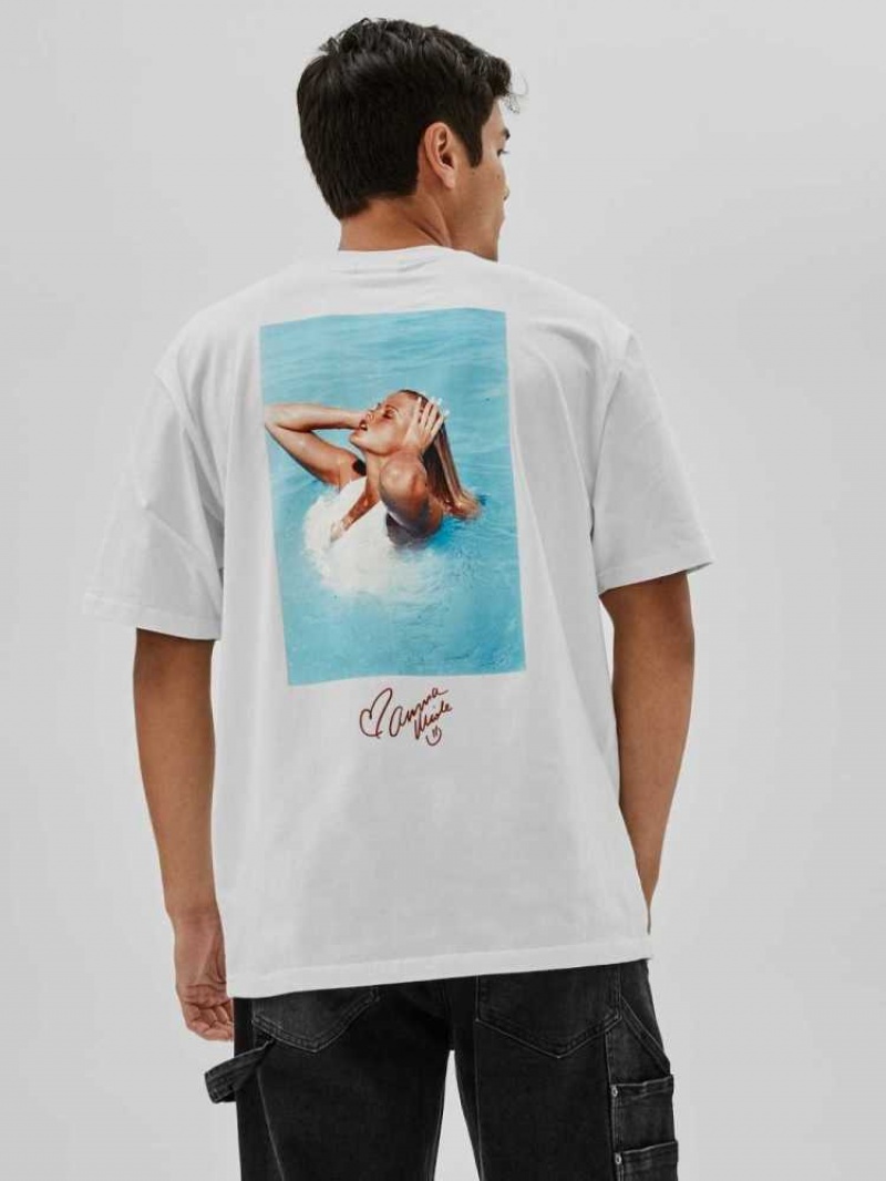 T Shirts Guess Originale x Anna Nicole Smith Homme Blanche | 35801-MXTW