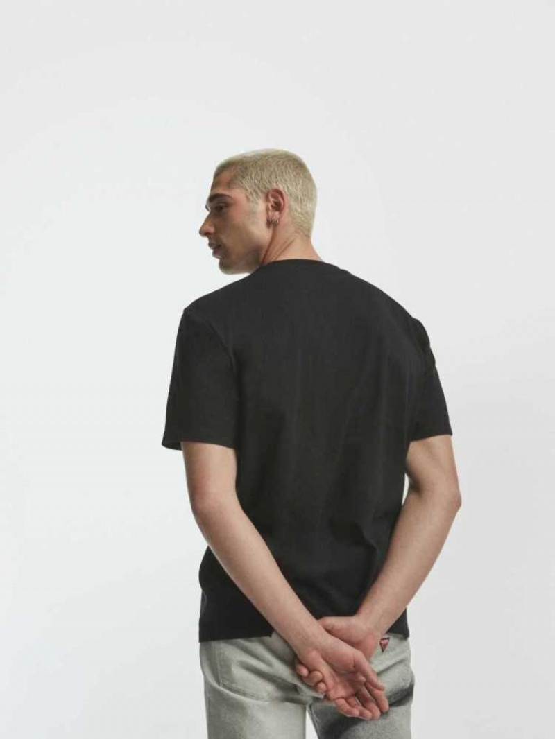 T Shirts Guess Originale x PLEASURES Logo Homme Noir | 52361-ZFMI