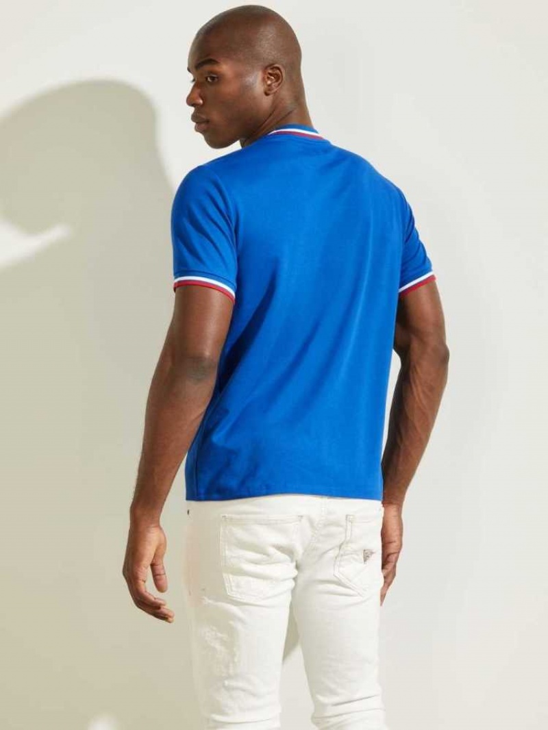 T Shirts Guess Paul Ringer Homme Bleu | 84215-ZPXM