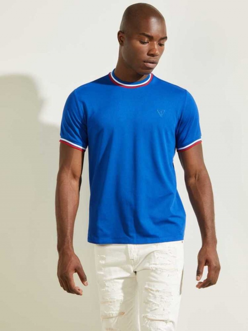 T Shirts Guess Paul Ringer Homme Bleu | 84215-ZPXM