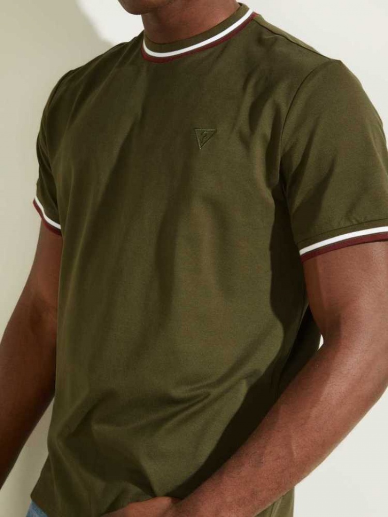 T Shirts Guess Paul Ringer Homme Vert Olive | 42109-ZTRJ