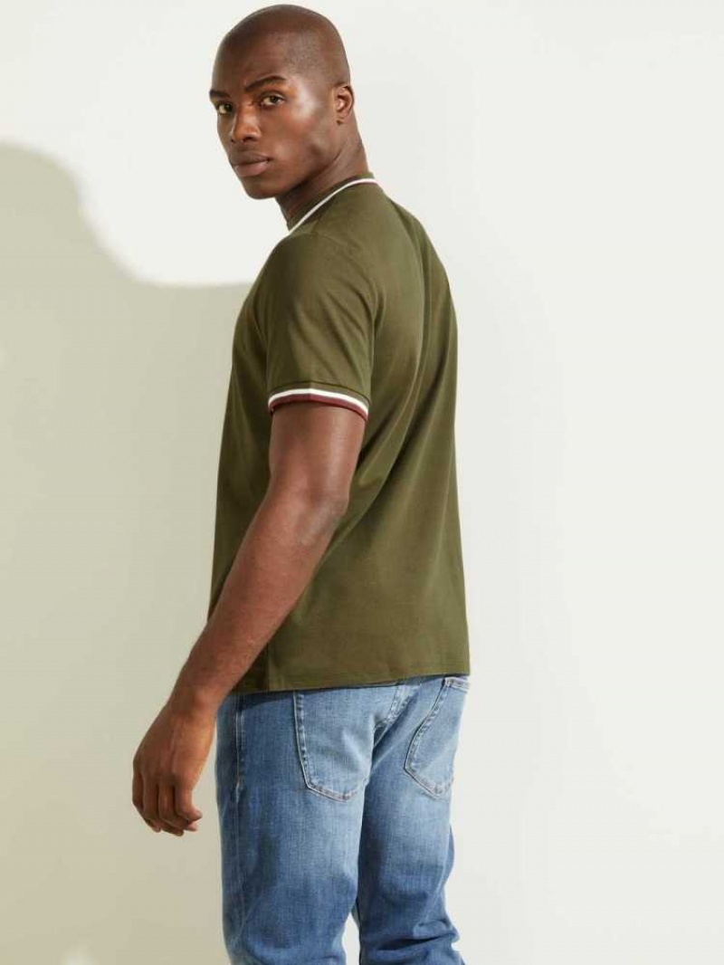 T Shirts Guess Paul Ringer Homme Vert Olive | 42109-ZTRJ