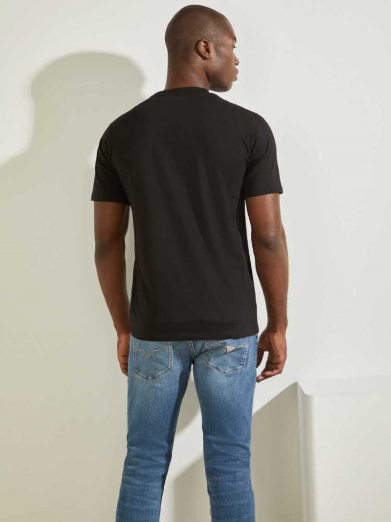 T Shirts Guess Repeat Logo Homme Noir | 90837-IHYA