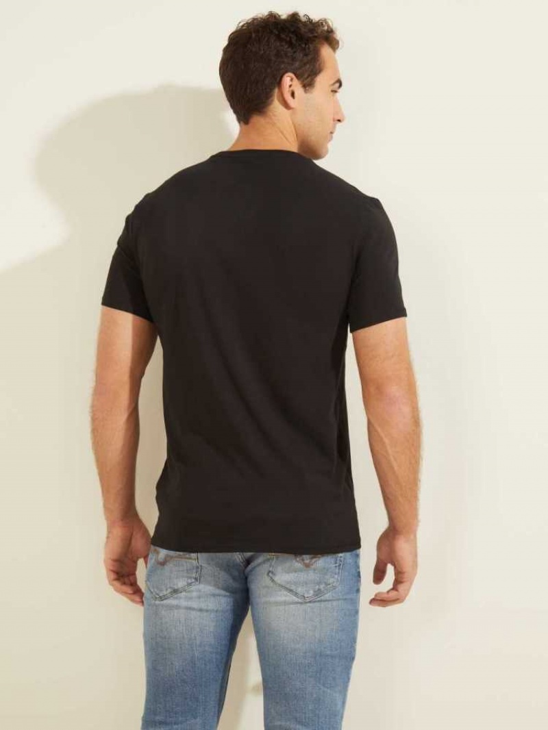 T Shirts Guess Splash Homme Noir | 34967-UXAM