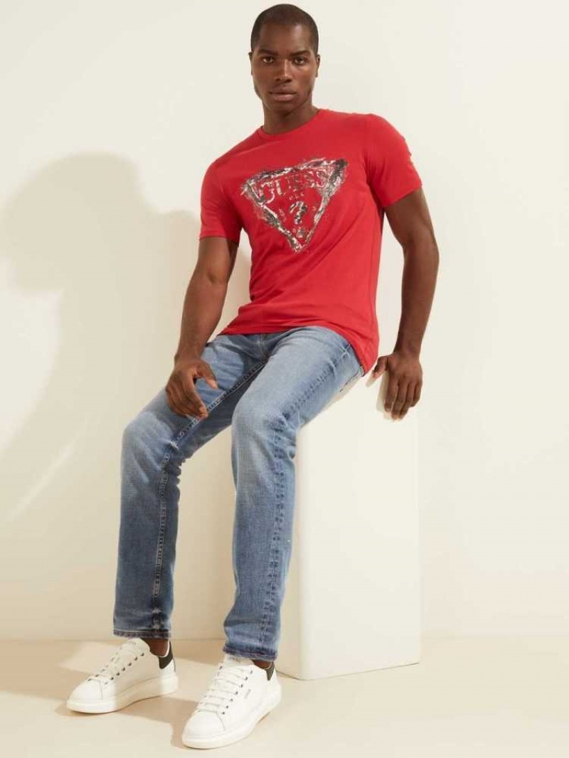 T Shirts Guess Splash Homme Rouge | 06791-XBYU