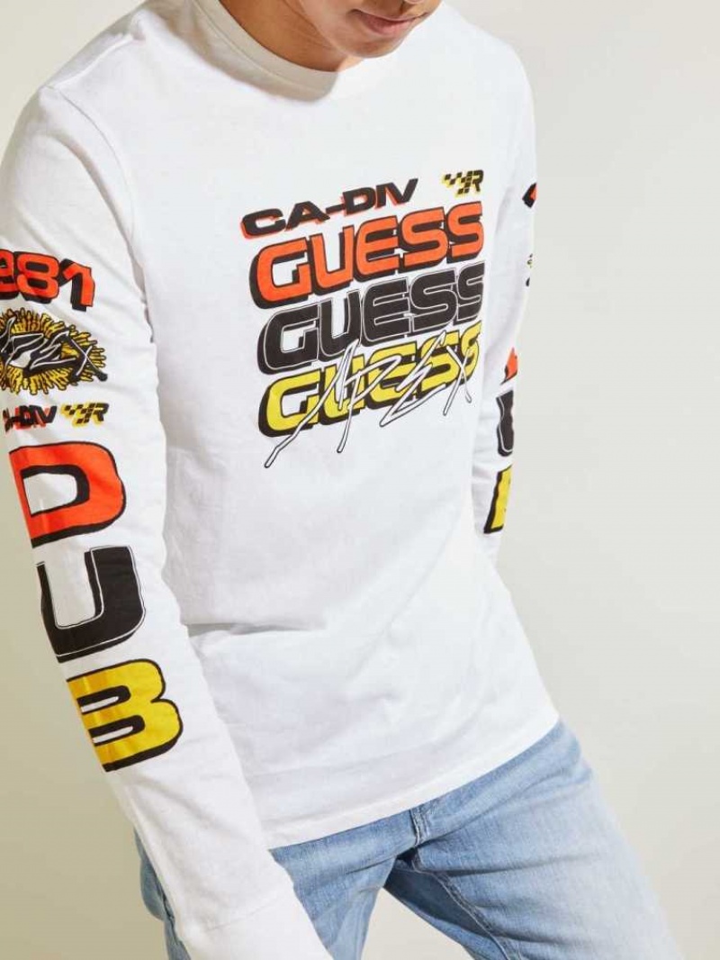 T Shirts Guess Sport Logo Homme Blanche | 05837-SOIU