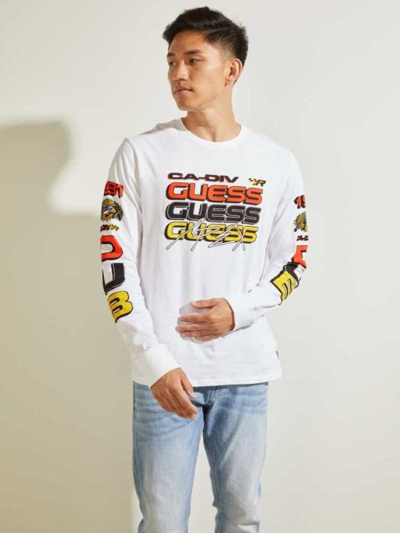 T Shirts Guess Sport Logo Homme Blanche | 05837-SOIU