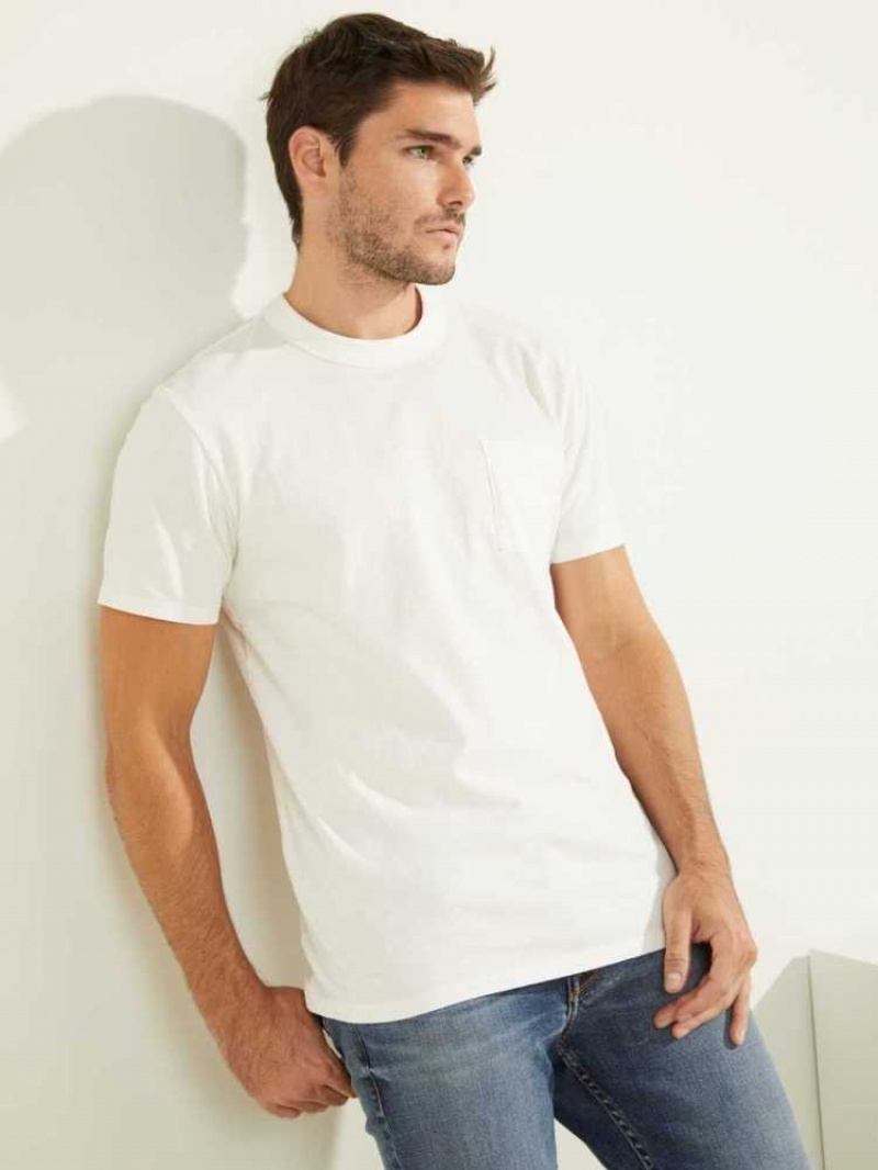 T Shirts Guess Sueded Jersey Homme Blanche Multicolore | 75146-WABL