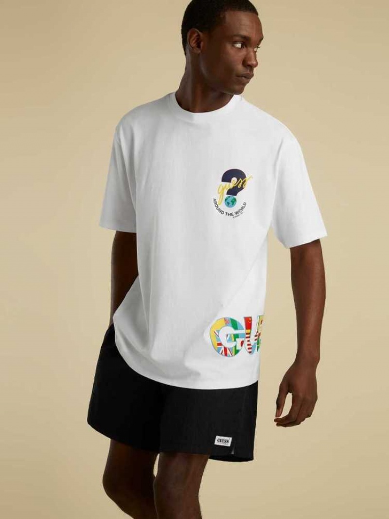 T Shirts Guess Summer Games Logo Homme Blanche | 49761-YZXH