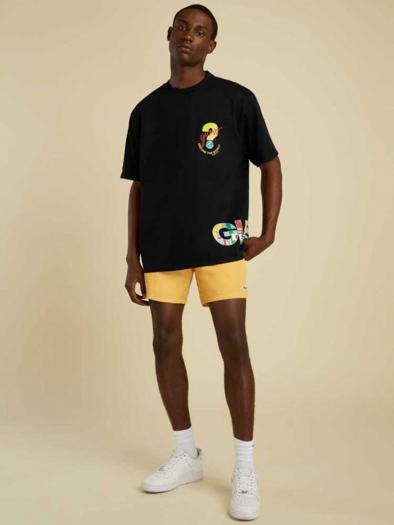 T Shirts Guess Summer Games Logo Homme Noir | 40627-BGEP