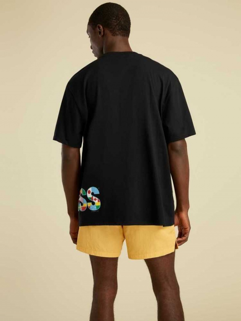 T Shirts Guess Summer Games Logo Homme Noir | 40627-BGEP