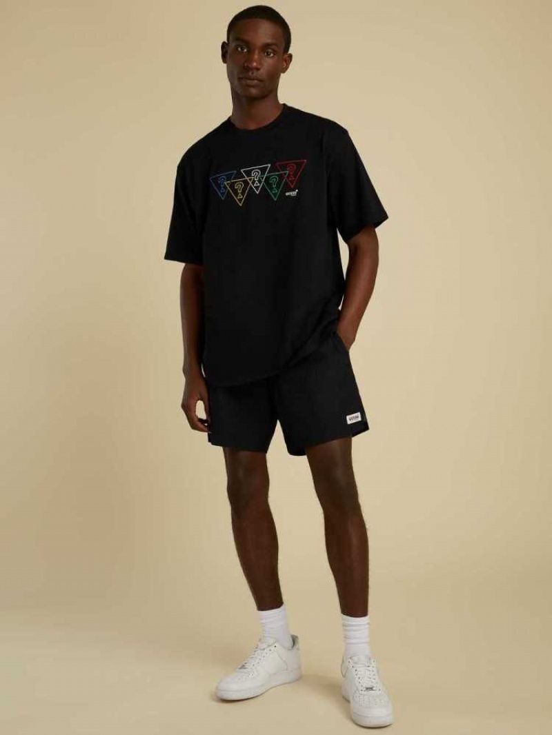 T Shirts Guess Summer Games Logo Homme Noir | 73940-HZBW