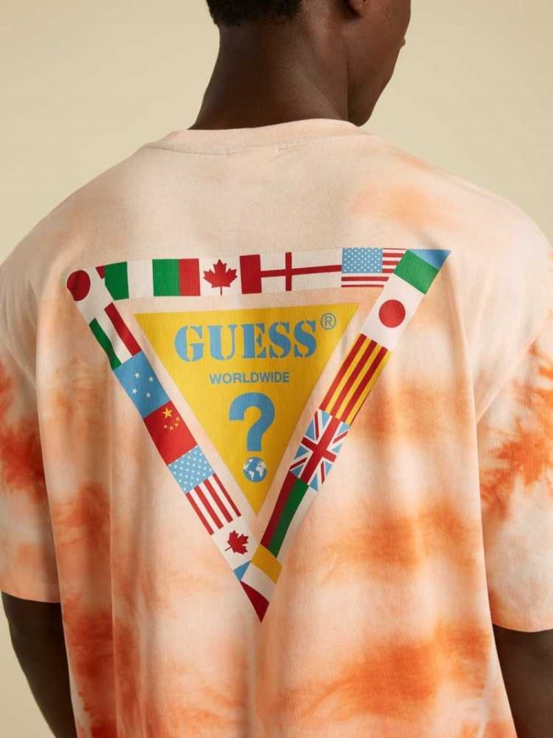 T Shirts Guess Summer Games Tie-Dye Homme Rouge Multicolore | 72681-DANM