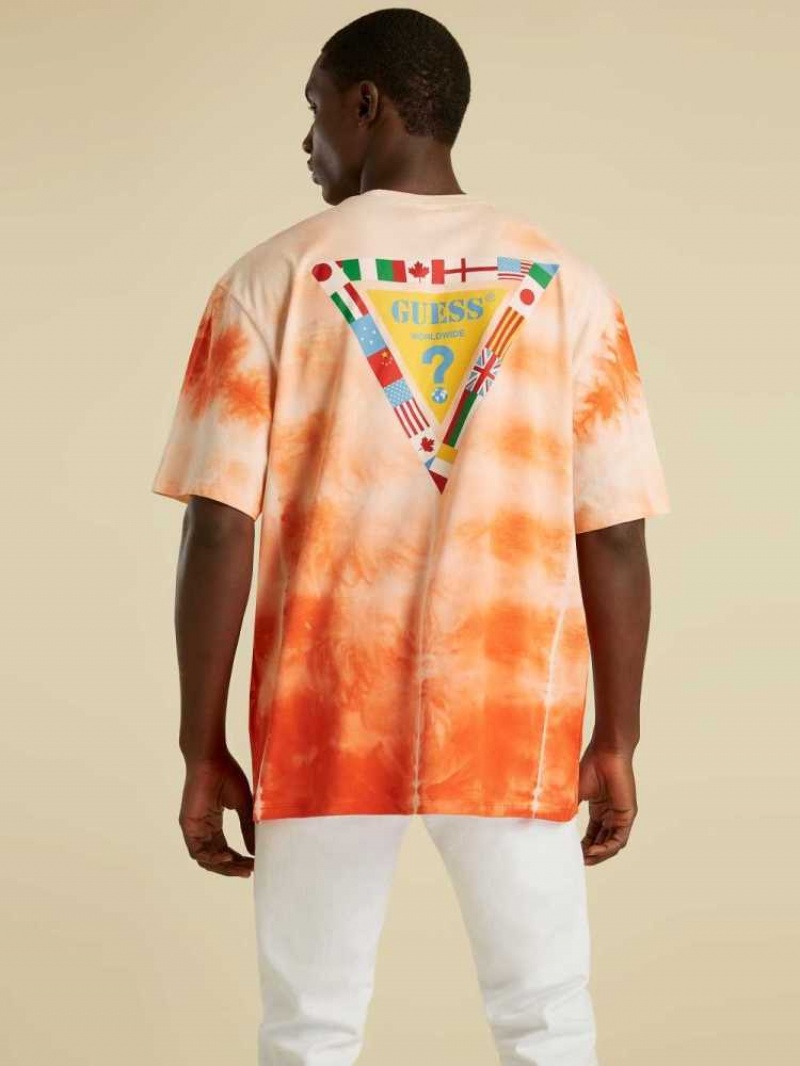 T Shirts Guess Summer Games Tie-Dye Homme Rouge Multicolore | 72681-DANM