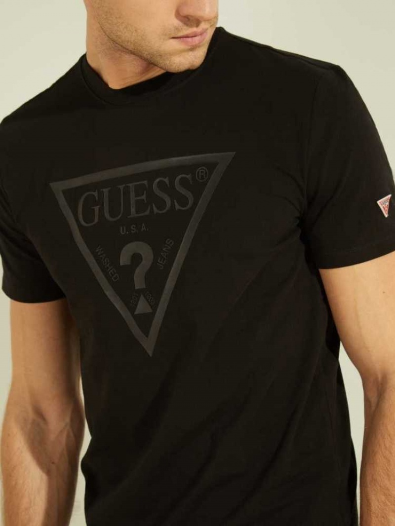 T Shirts Guess Tonal Logo Homme Noir | 65092-EZBQ