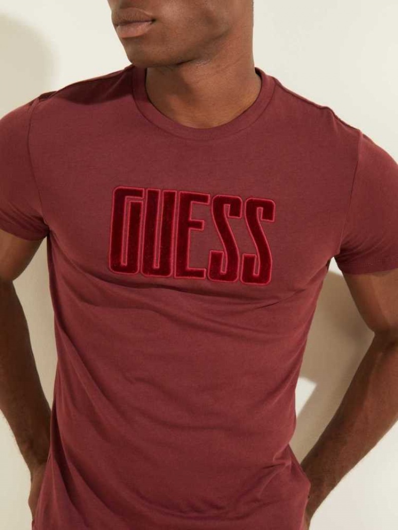 T Shirts Guess Velvet Applique Homme Violette | 96152-BSOP