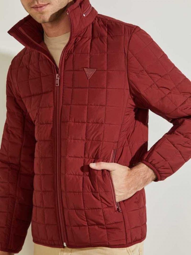 Vestes Guess Active Nylon Puffer Homme Bordeaux | 74513-DAPO