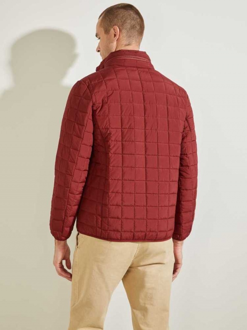 Vestes Guess Active Nylon Puffer Homme Bordeaux | 74513-DAPO