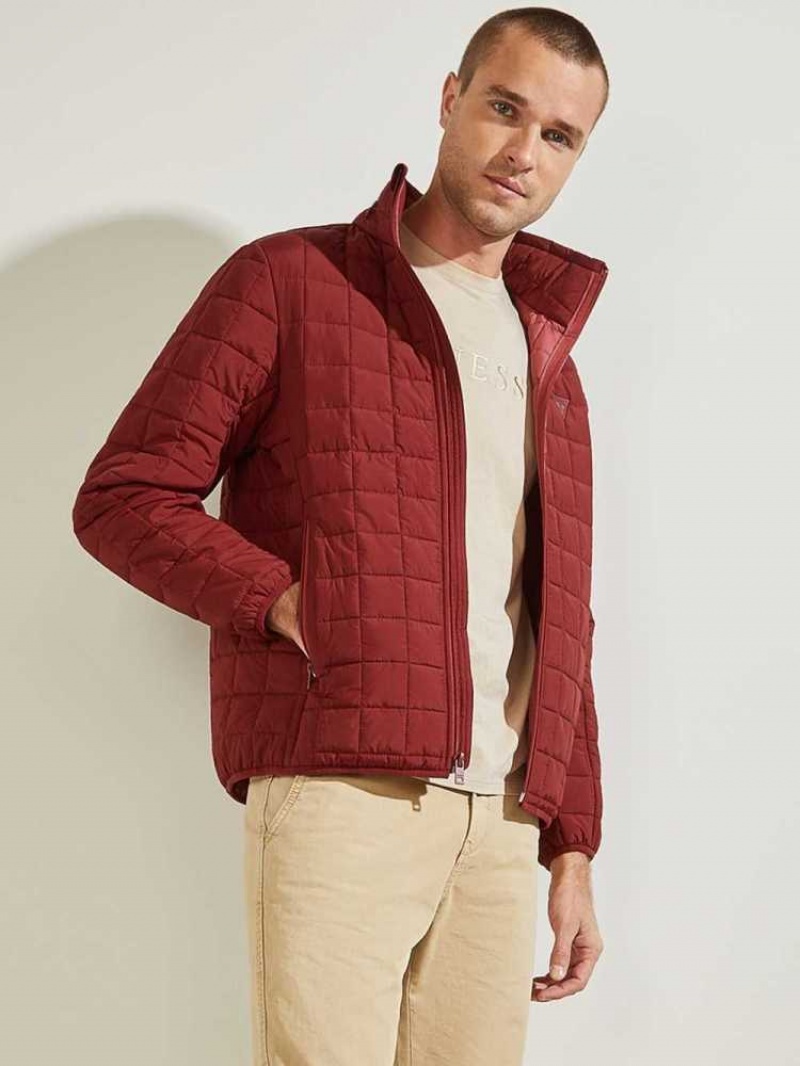 Vestes Guess Active Nylon Puffer Homme Bordeaux | 74513-DAPO