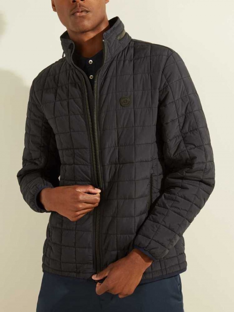 Vestes Guess Active Nylon Puffer Homme Noir | 64380-EUBZ