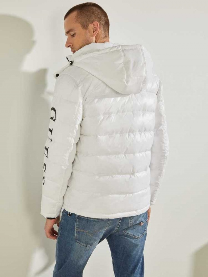 Vestes Guess Anthony Logo Puffer Homme Blanche Multicolore | 84105-LXIO