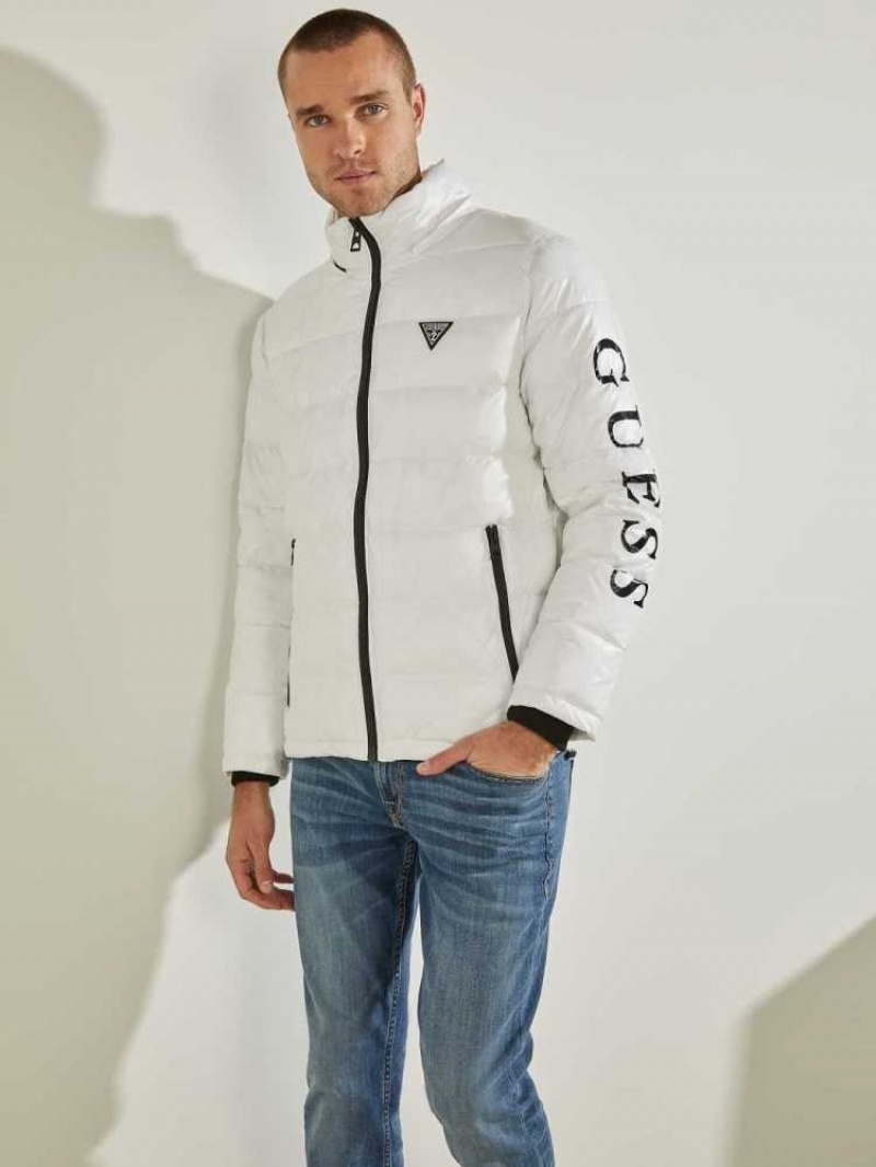 Vestes Guess Anthony Logo Puffer Homme Blanche Multicolore | 84105-LXIO