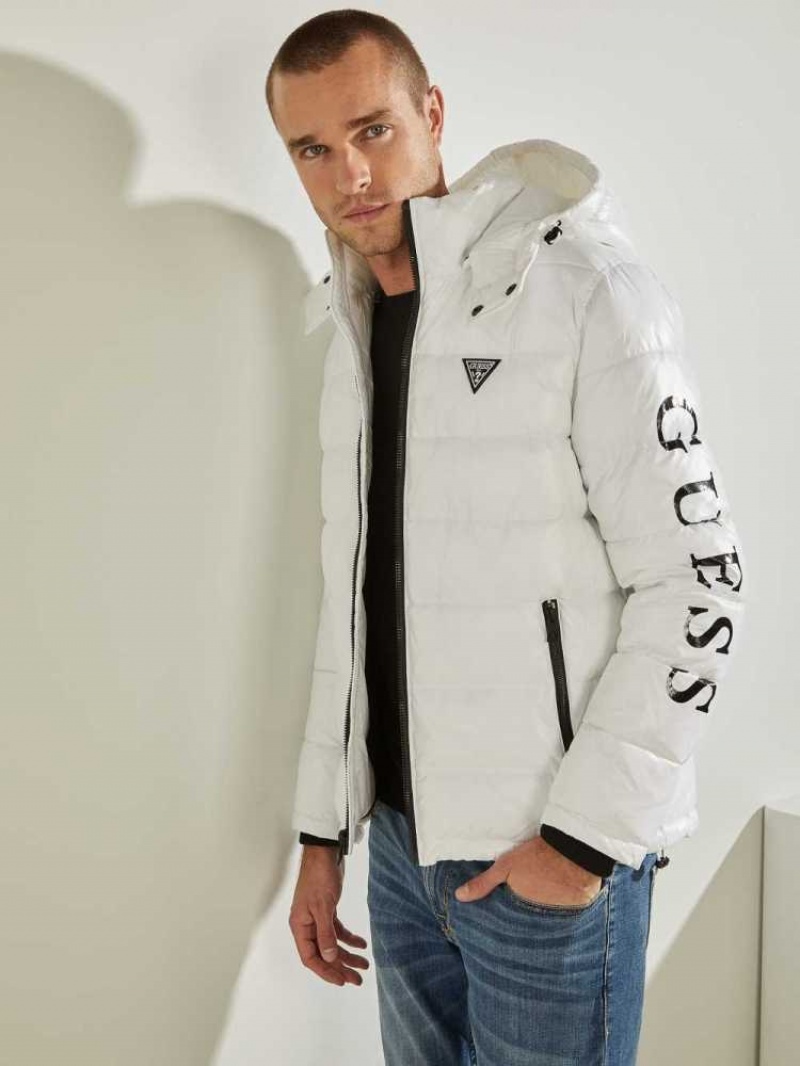 Vestes Guess Anthony Logo Puffer Homme Blanche Multicolore | 84105-LXIO