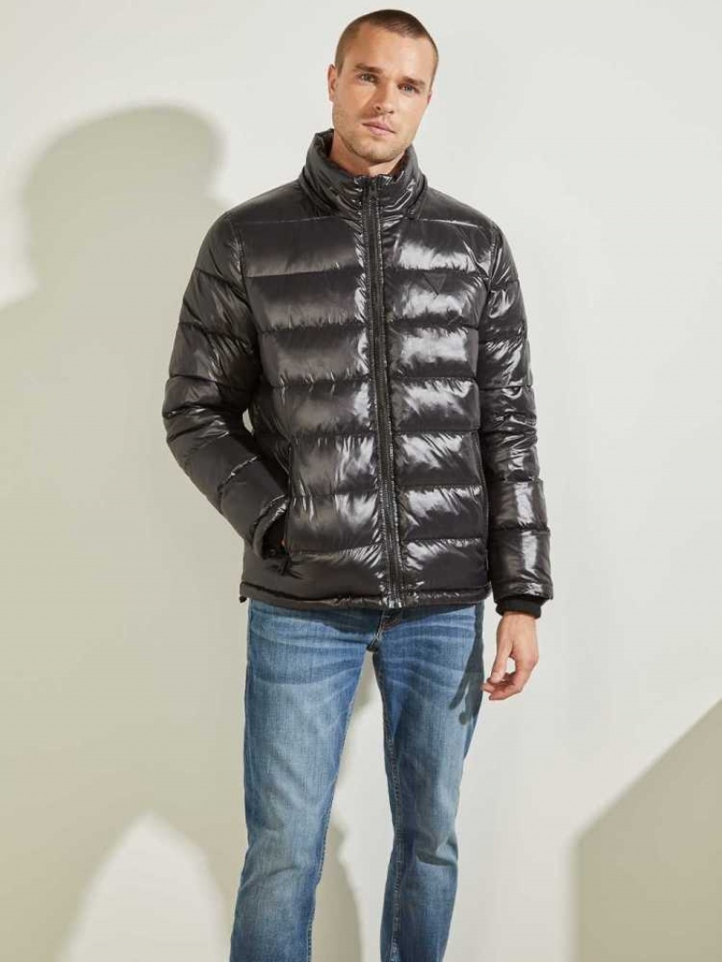 Vestes Guess Anthony Logo Puffer Homme Noir Multicolore | 35241-IYWV