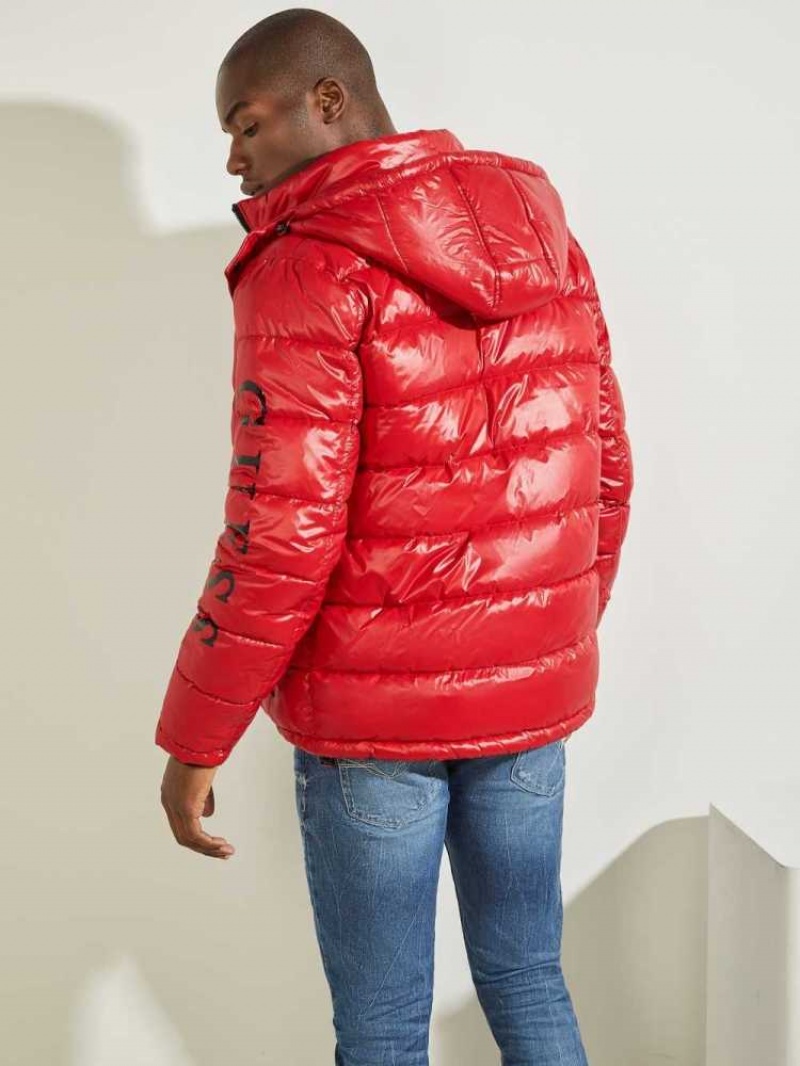 Vestes Guess Anthony Logo Puffer Homme Rouge | 34290-QWJX