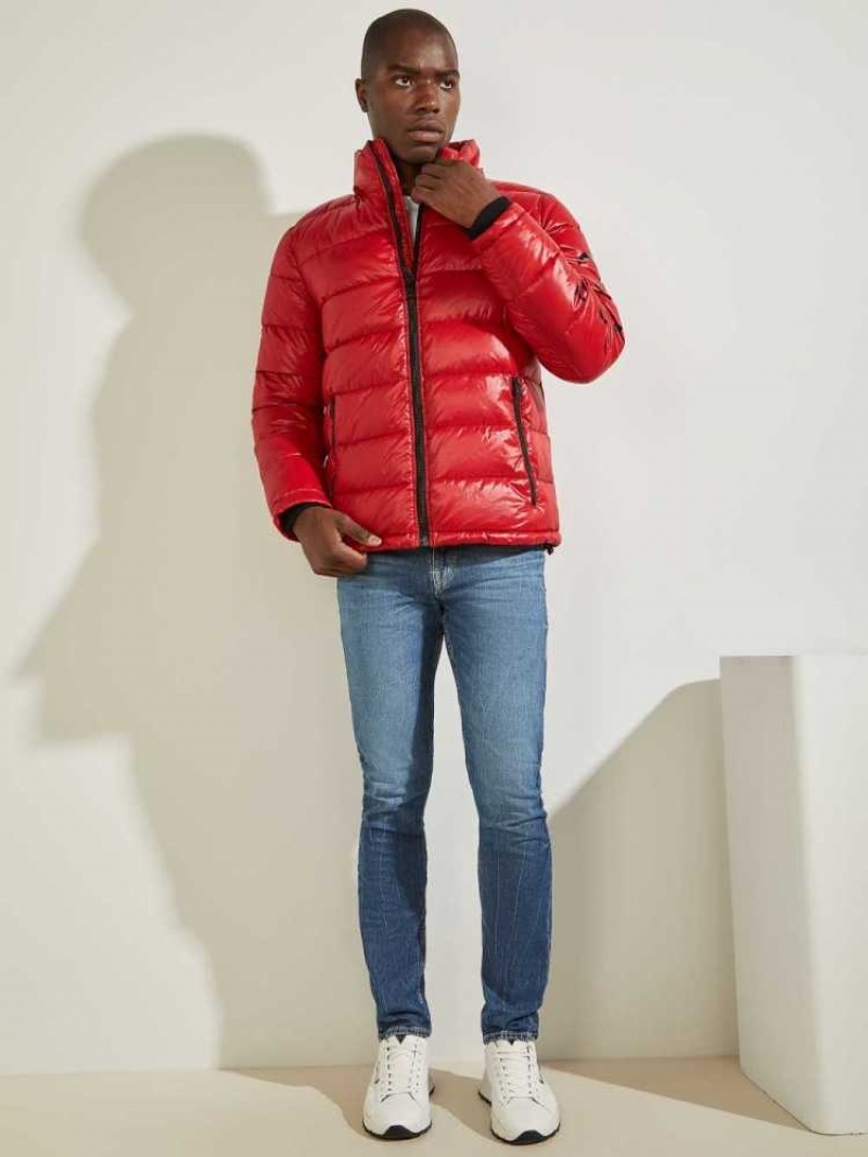 Vestes Guess Anthony Logo Puffer Homme Rouge | 34290-QWJX