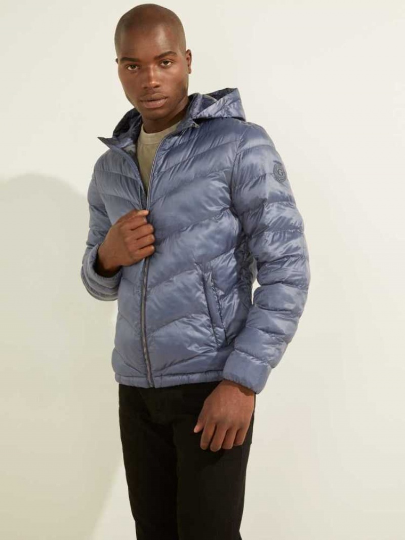 Vestes Guess Eco Legere Puffer Homme Bleu | 68197-DLVR