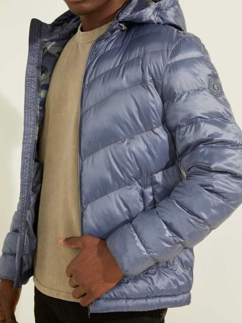 Vestes Guess Eco Legere Puffer Homme Bleu | 68197-DLVR