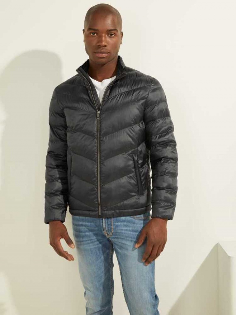 Vestes Guess Eco Legere Puffer Homme Noir | 19063-OJTW