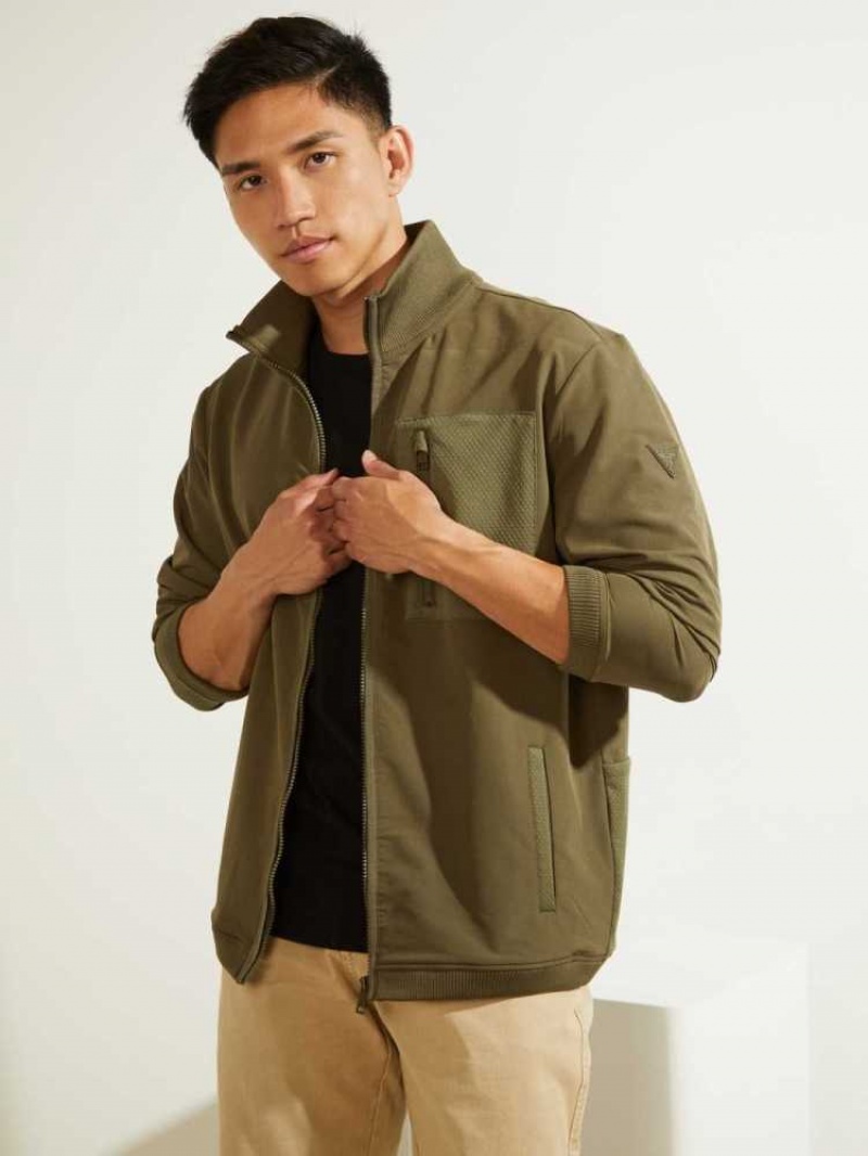 Vestes Guess Explorer Zip-Up Homme Vert Olive | 42397-BHMV