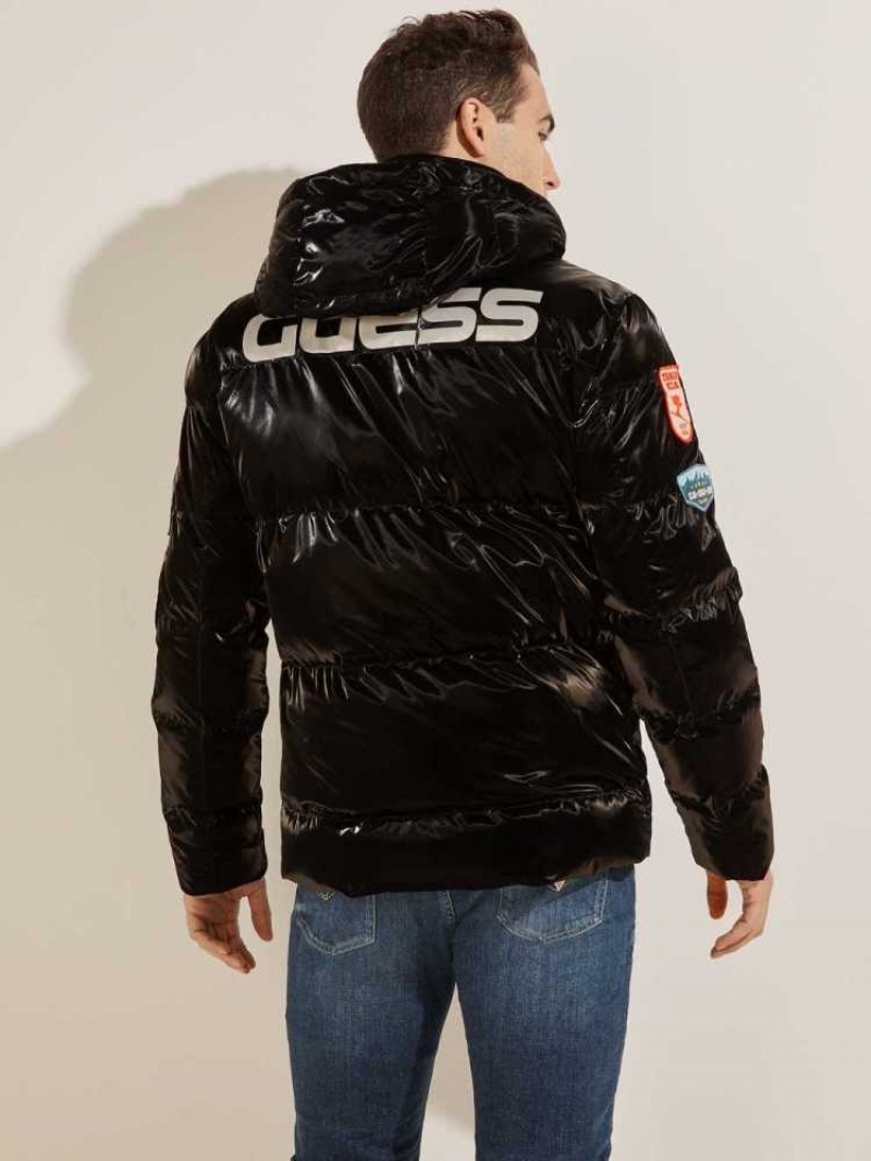 Vestes Guess Metallic Nylon Puffer Homme Noir Multicolore | 74810-OSRE