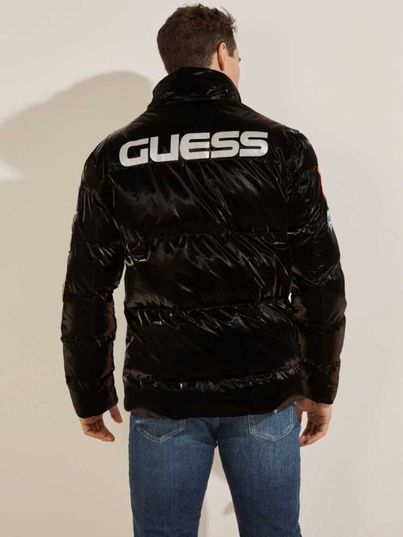 Vestes Guess Metallic Nylon Puffer Homme Noir Multicolore | 74810-OSRE