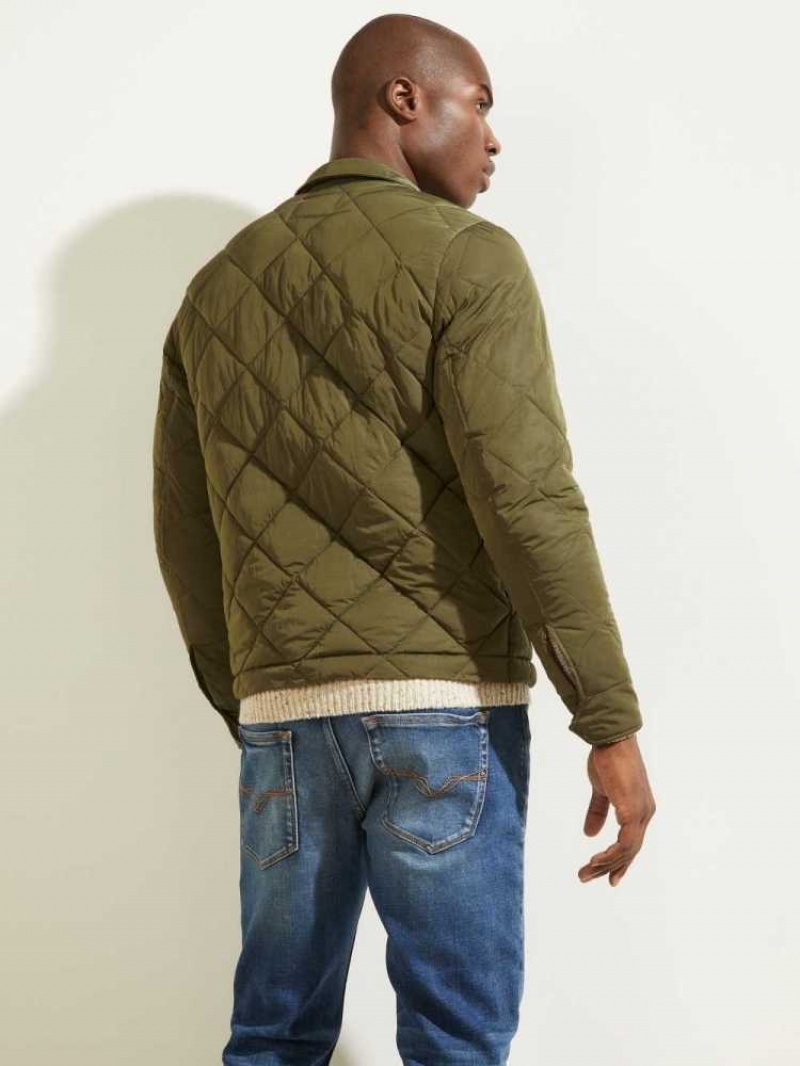 Vestes Guess Nylon Coach Homme Vert Olive | 27503-RGJC