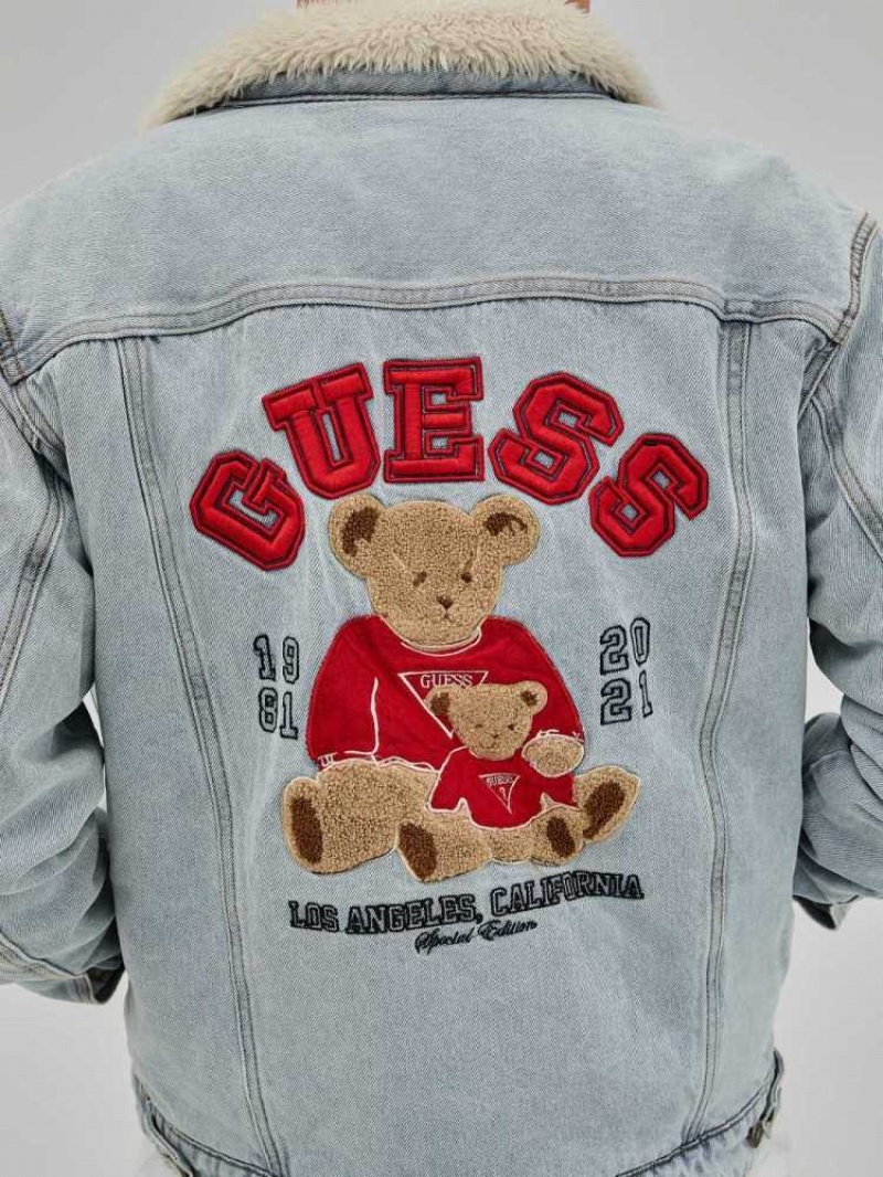 Vestes Guess Originale Bear Denim Homme Lavage Clair | 81259-WYGS