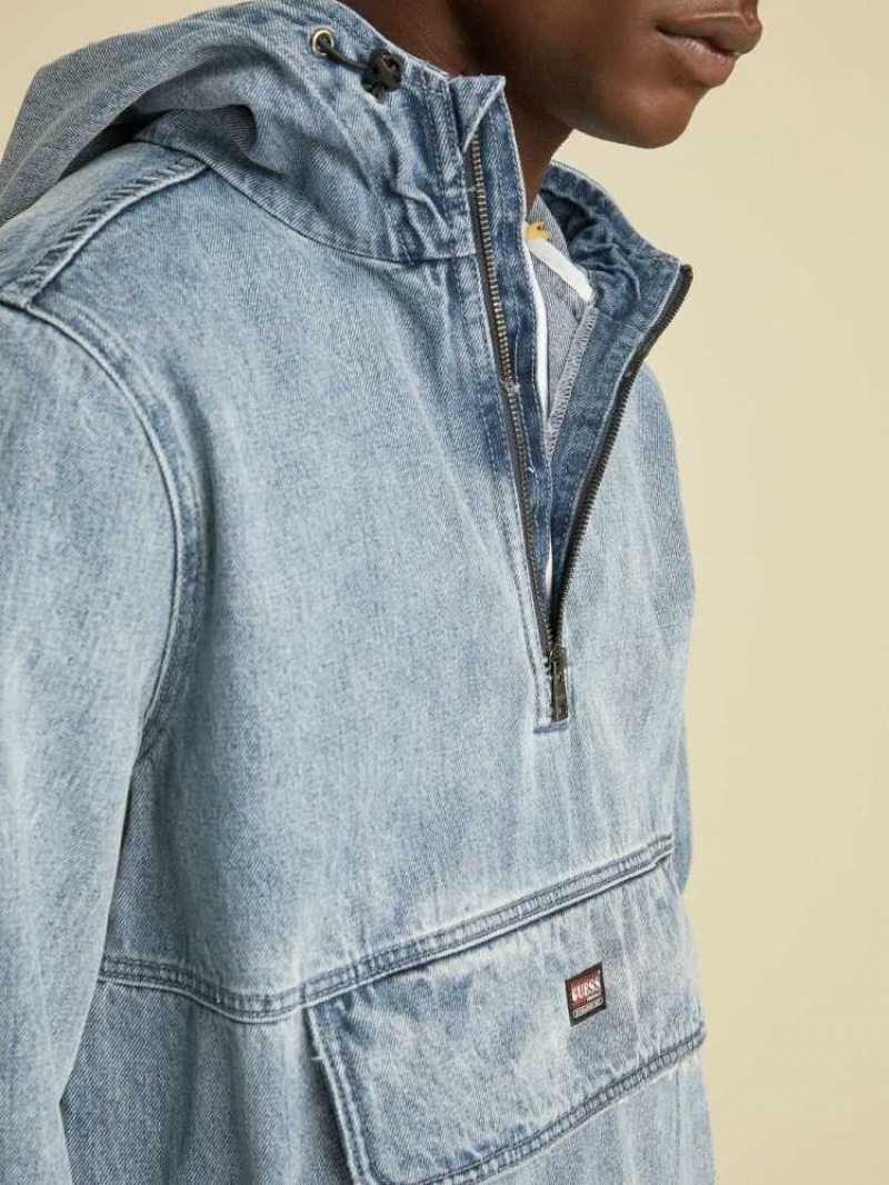 Vestes Guess Originale Denim Anorak Homme Grise Lavage | 85236-LFGX